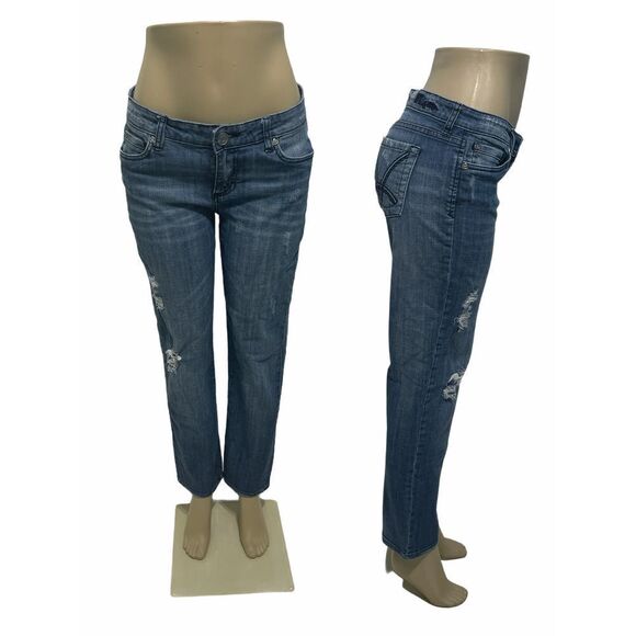 KUT from the Kloth Catherine Boyfriend Jeans Distressed Medium Wash‎ Size 6 - Picture 1 of 15
